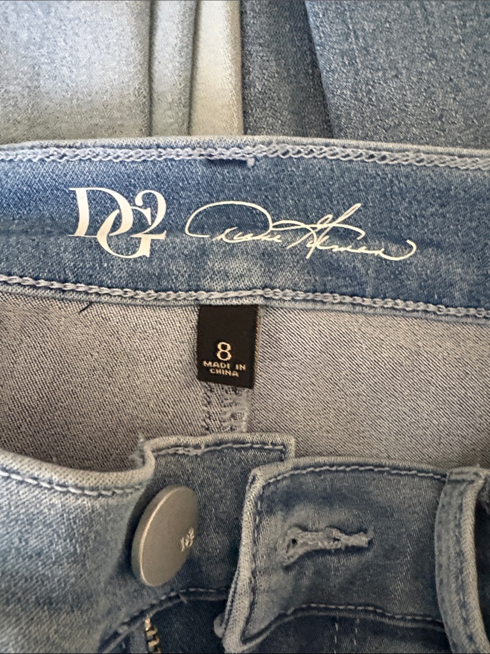 Diane Gilman Bundle of 3 Classic Light Blue Women's Jeans - Stylish Button Detai